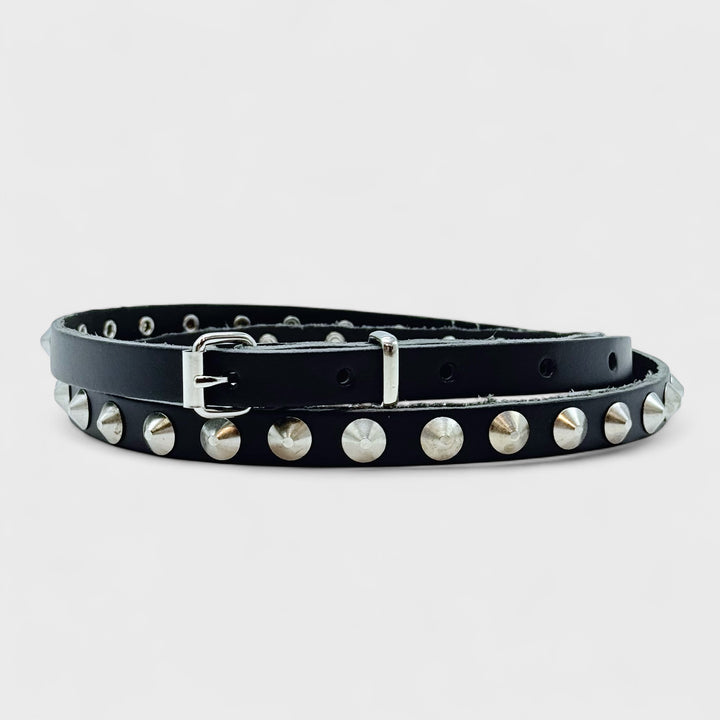 Conical Studded leather belt 1 row black