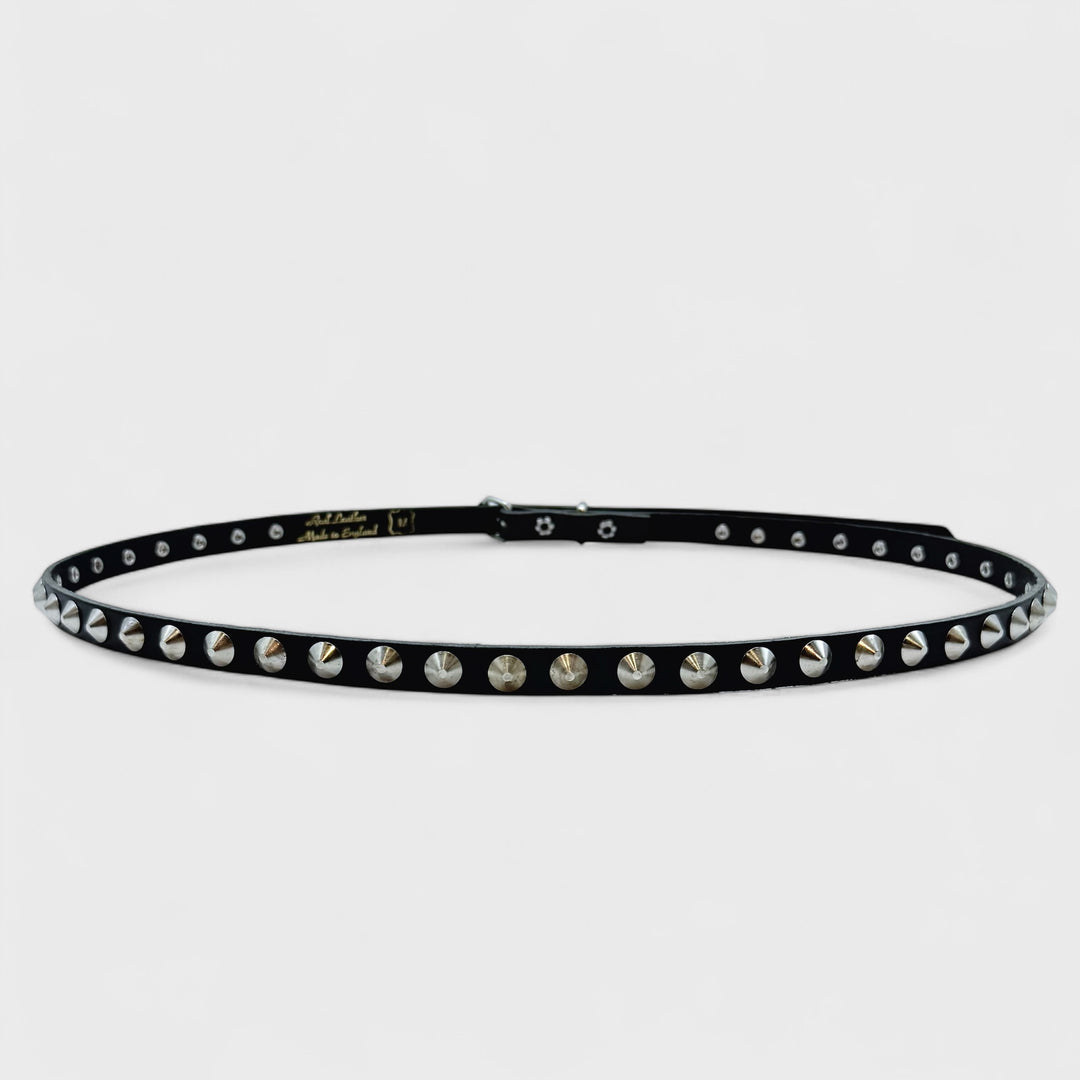 Conical Studded leather belt 1 row black