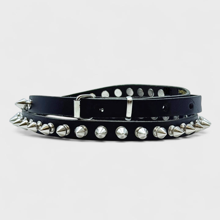 Spiked Studded leather belt 1 row black