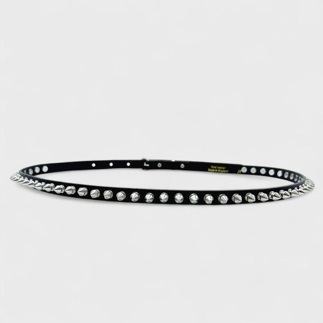 Spiked Studded leather belt 1 row black