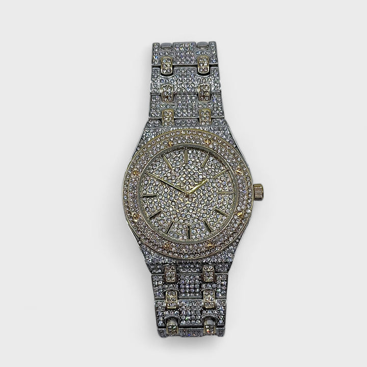 NY London Round Metal Bracelet Watch With Diamonds silver/gold