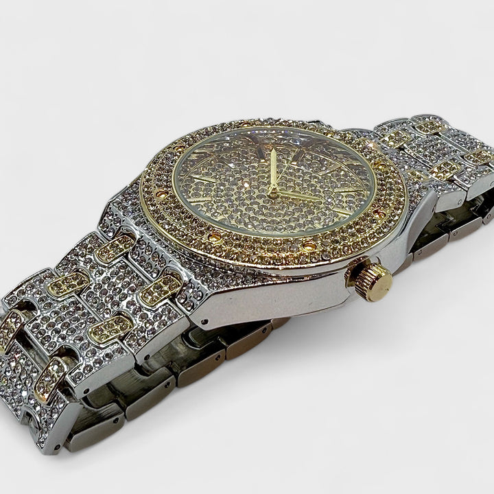 NY London Round Metal Bracelet Watch With Diamonds silver/gold