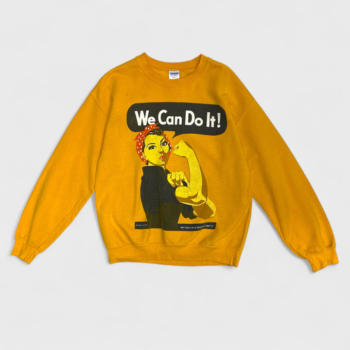 Gildan Womens Vintage We Can Do It crewneck yellow M