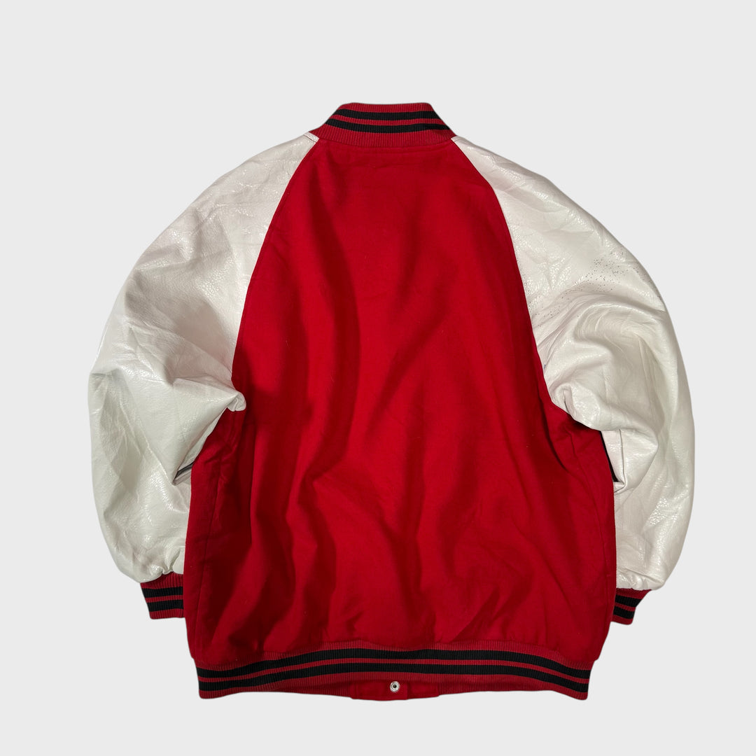 Wild Fable Vintage Wool Leather College Jacket red/white M