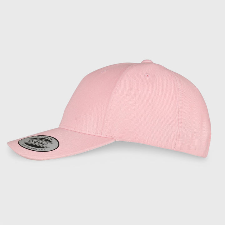 The Classics Yupoong 5-panel Premium Curve snapback prism pink