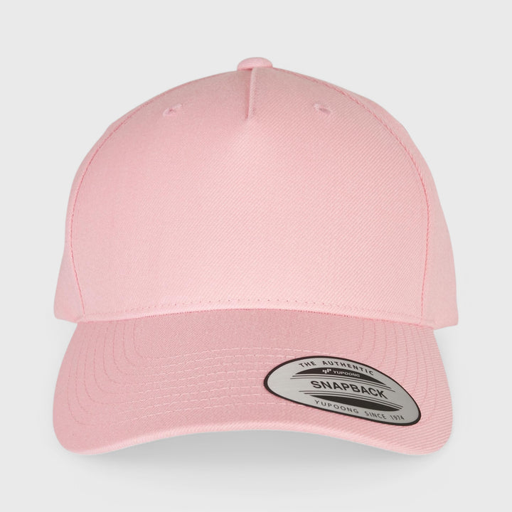 The Classics Yupoong 5-panel Premium Curve snapback prism pink