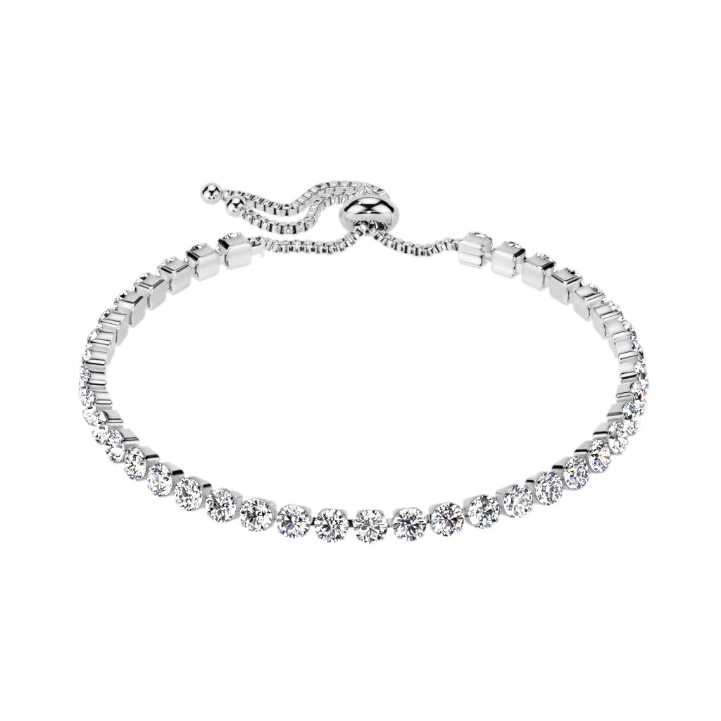 Adjustable Stainless Steel Tennis Bracelet With Prong Set CZ silver - Shop-Tetuan