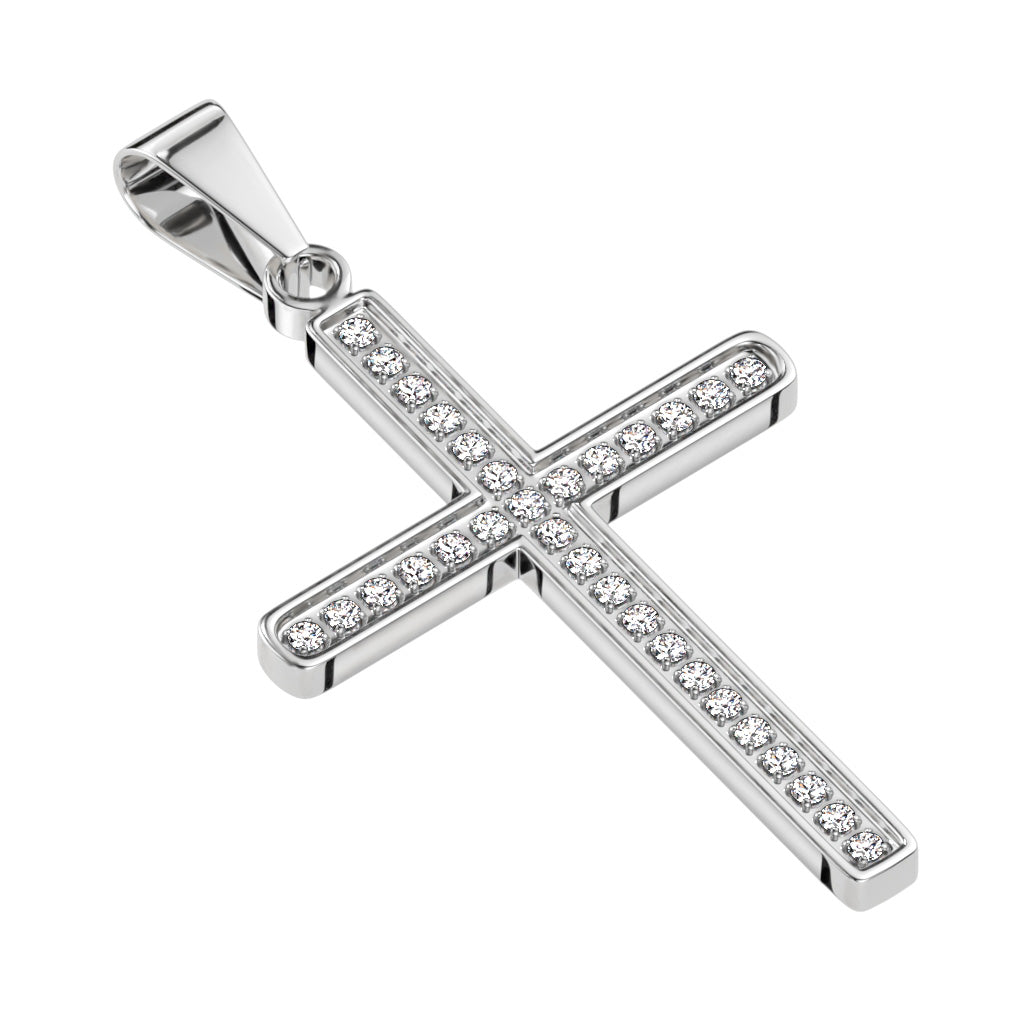 CNC CZ Cross Pendant Necklace steel - Shop-Tetuan