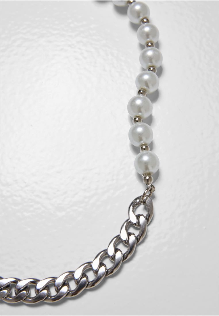 Urban Classics Pearl Various Chain Necklace silver