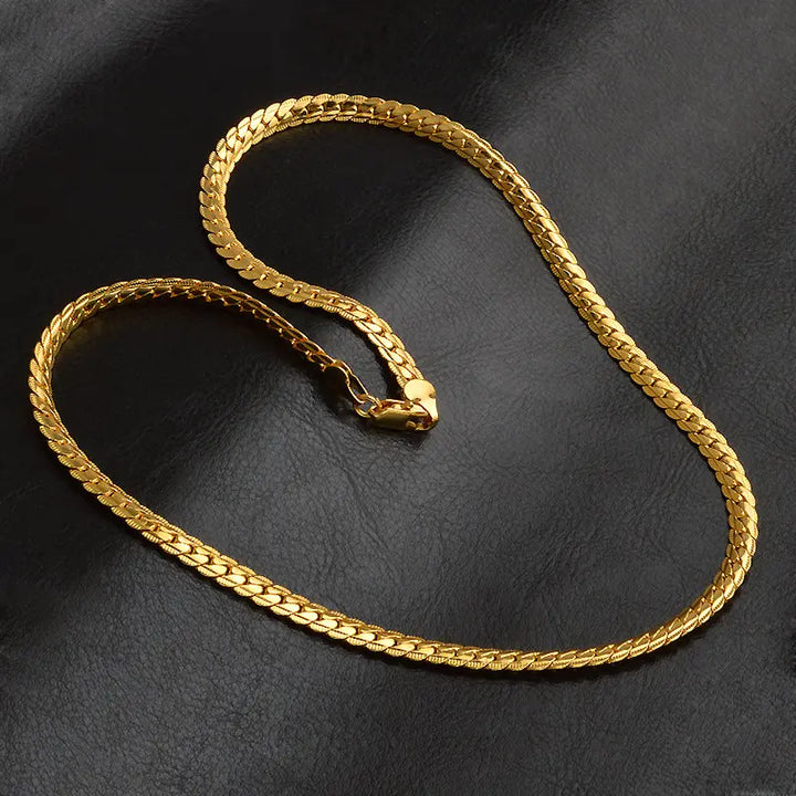 NK Embossed Chain Necklace 50cm x 5,8mm steel/gold