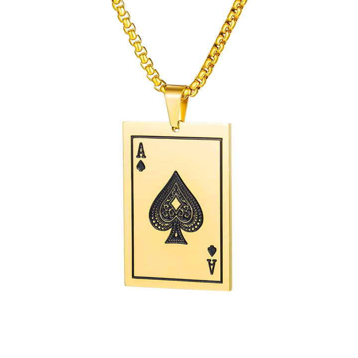 Ace Of Spades Pendant necklace steel/gold