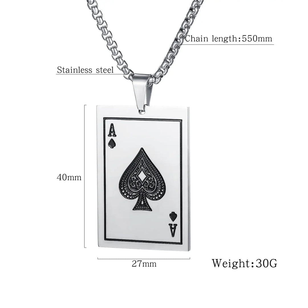 Ace Of Spades Pendant necklace steel