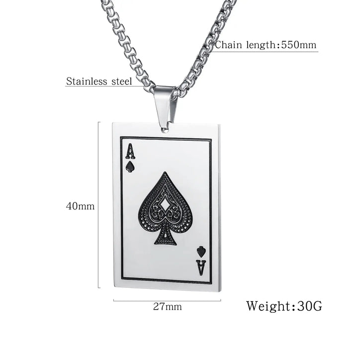 Ace Of Spades Pendant necklace steel/gold