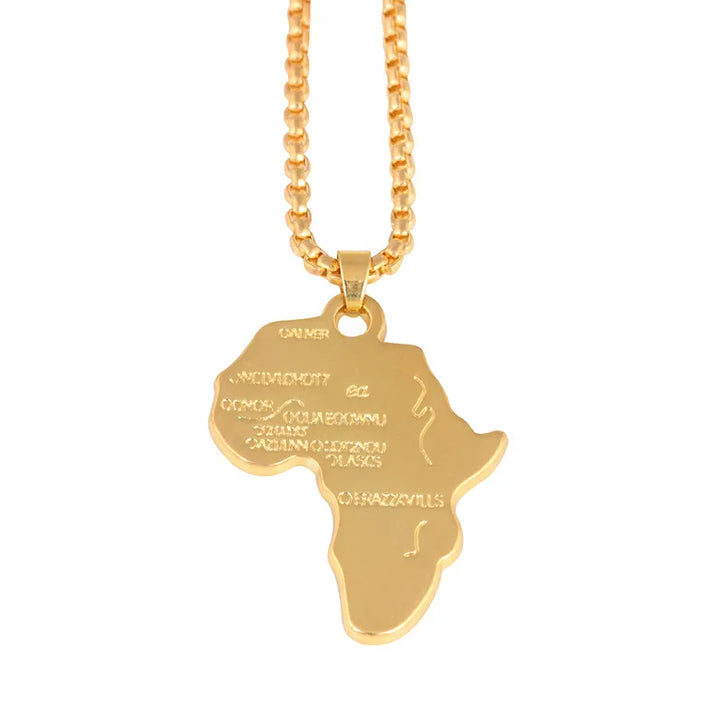 Africa Map Pendant Necklace gold