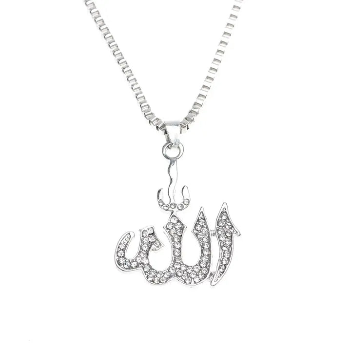 Allah Pendant Necklaces With Stones silver