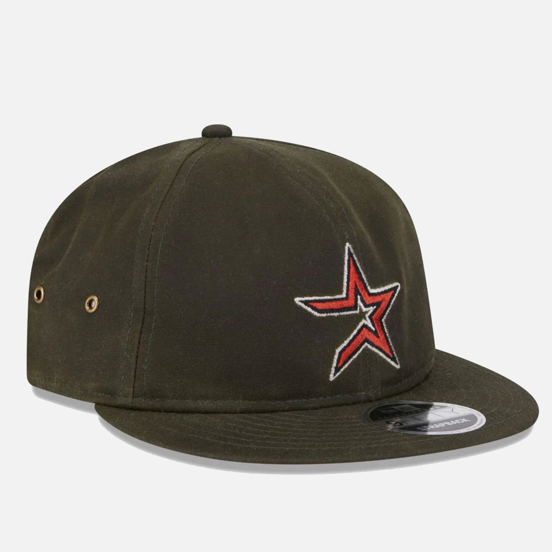 New Era Waxed Canvas Retro Crown 9Fifty Strapback H Astros rifle green