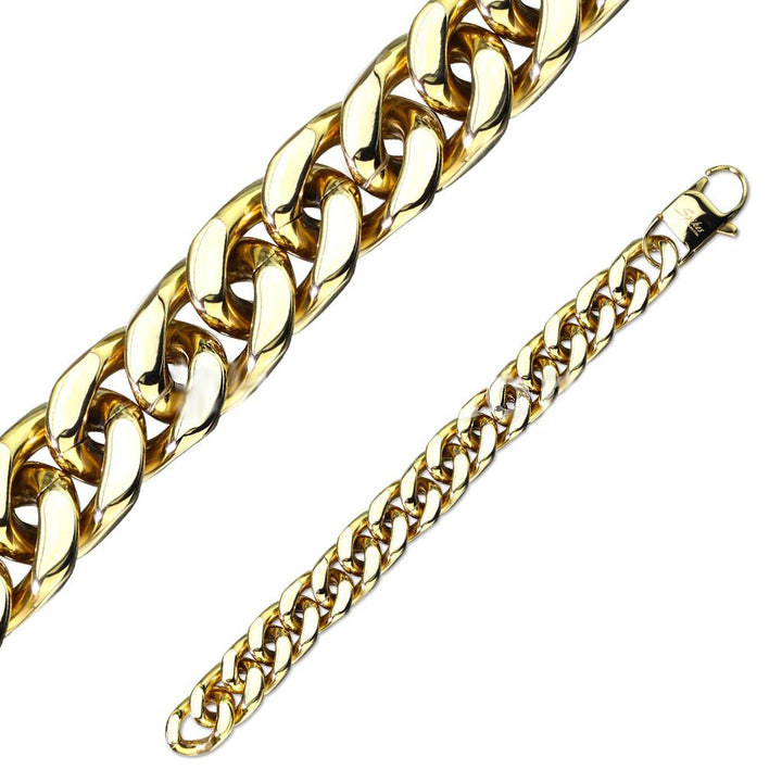 Gold Stainless Steel Square Curb Chain Bracelet - Shop-Tetuan