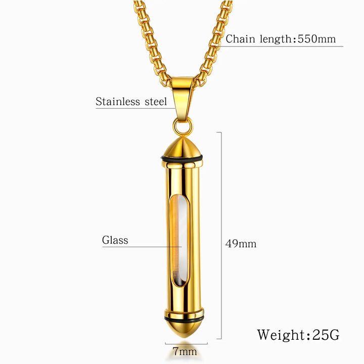 Transparent Bottle Pendant Necklace steel/gold