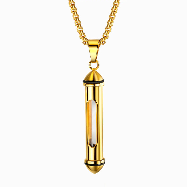 Transparent Bottle Pendant Necklace steel/gold