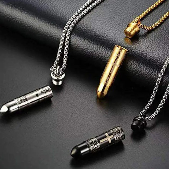 Cross Pendant Bullet necklace black