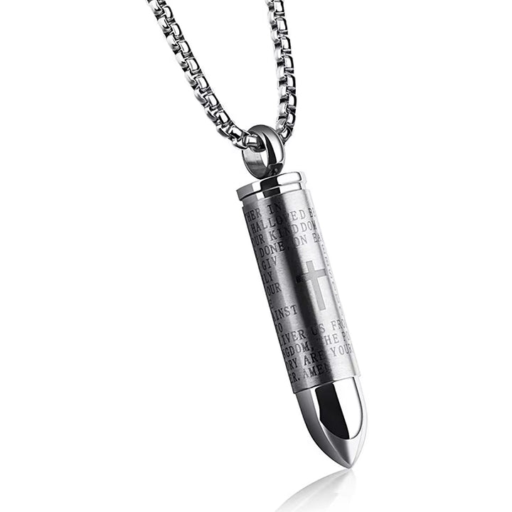 Cross Pendant Bullet necklace steel