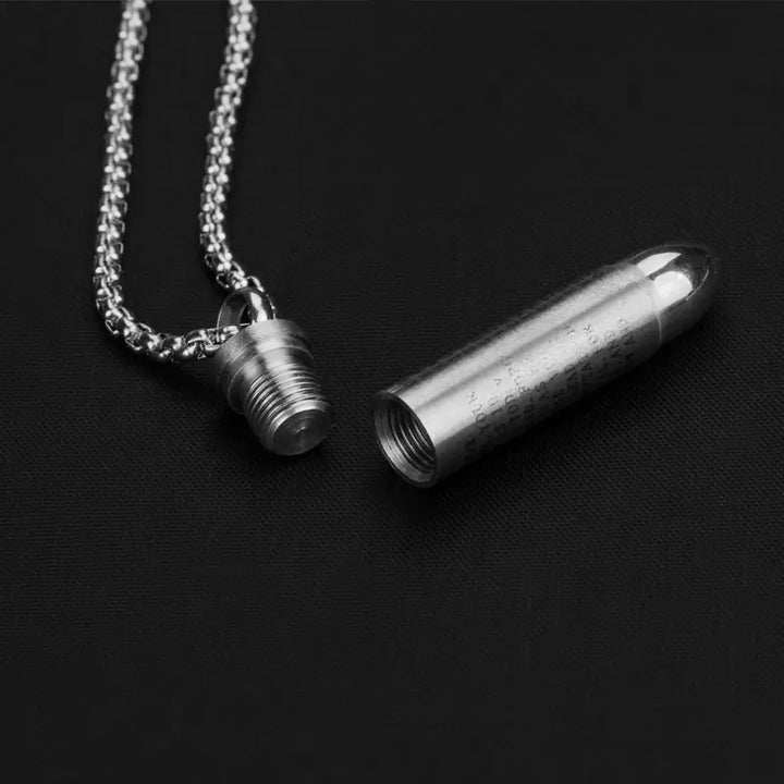 Cross Pendant Bullet necklace steel