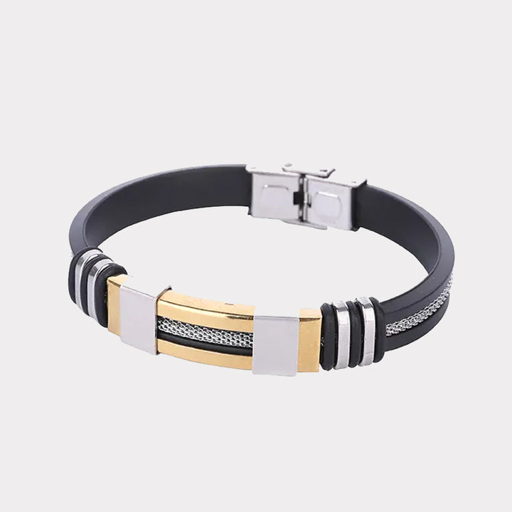 Titanium Silicone Bracelet With Cable steel/gold