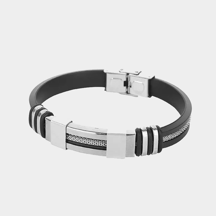 Titanium Silicone Bracelet With Cable steel