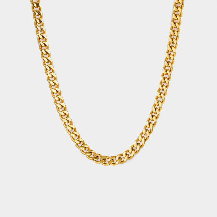 Cuban Link Chain Necklace 60cm x 7mm steel/gold