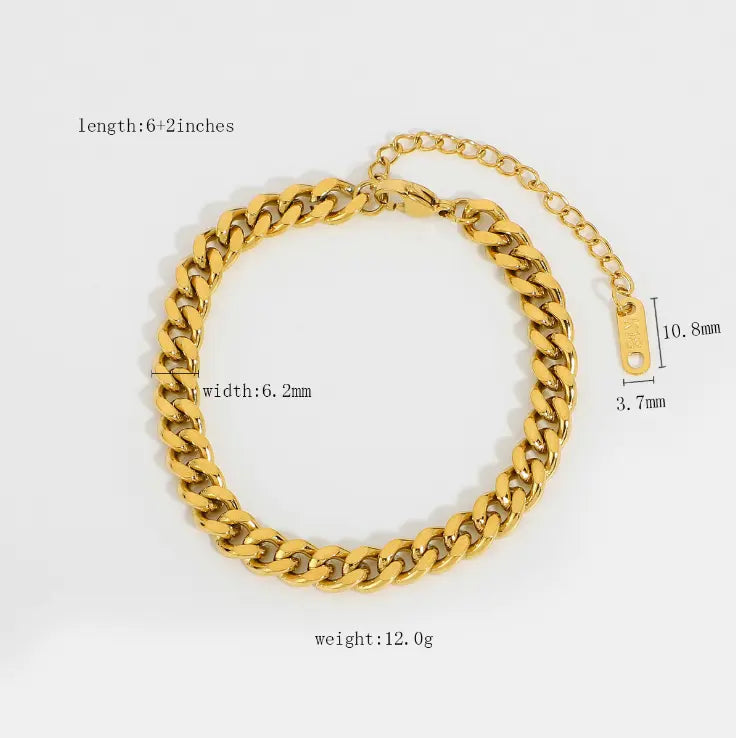 Cuban Link Adjustable Bracelet 6,2mm gold