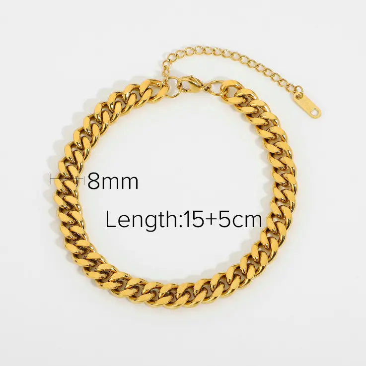 Cuban Link Adjustable Bracelet 8mm gold