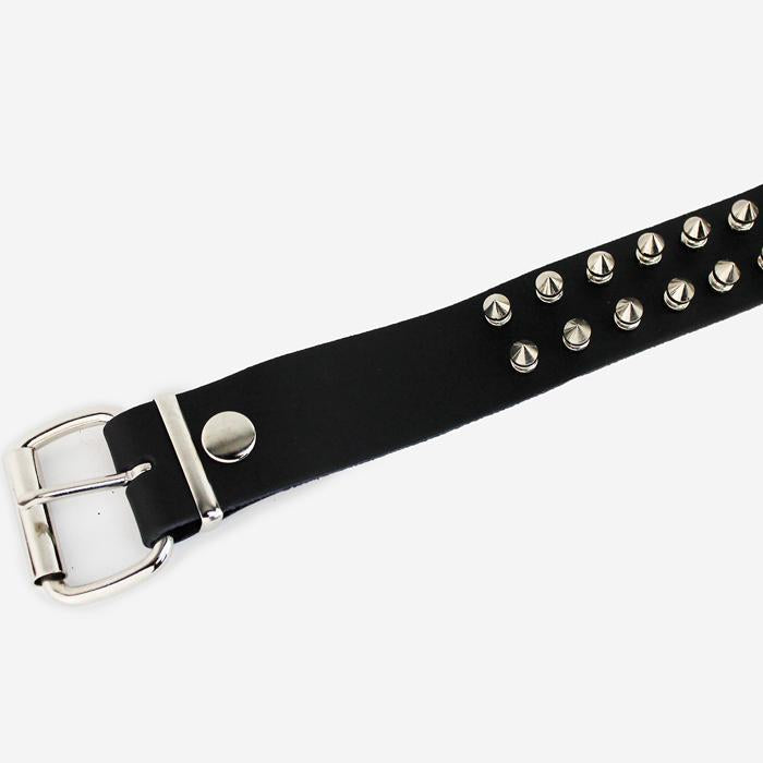 Spiked Studded Leather belt 2 row black - Shop-Tetuan