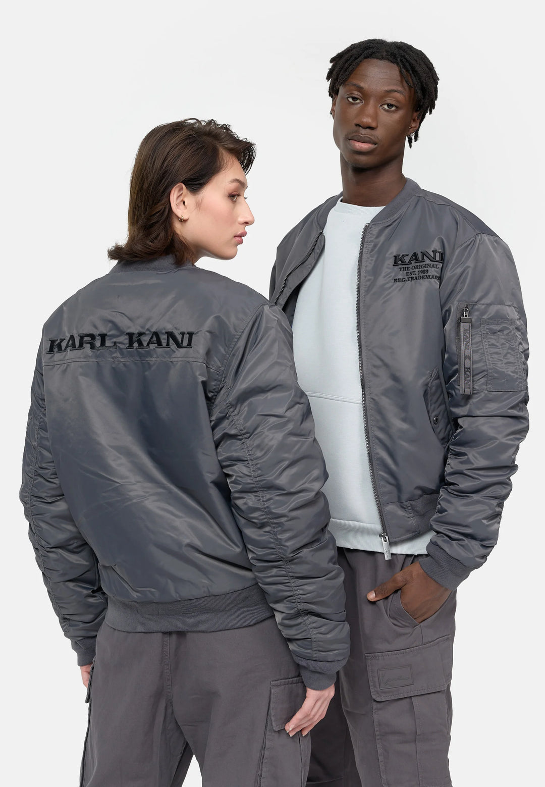 Karl Kani Chest Retro Bomber jacket anthracite - Shop-Tetuan