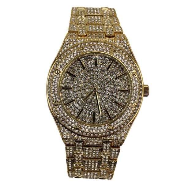 NY London Round Metal Bracelet With Diamonds Watch gold