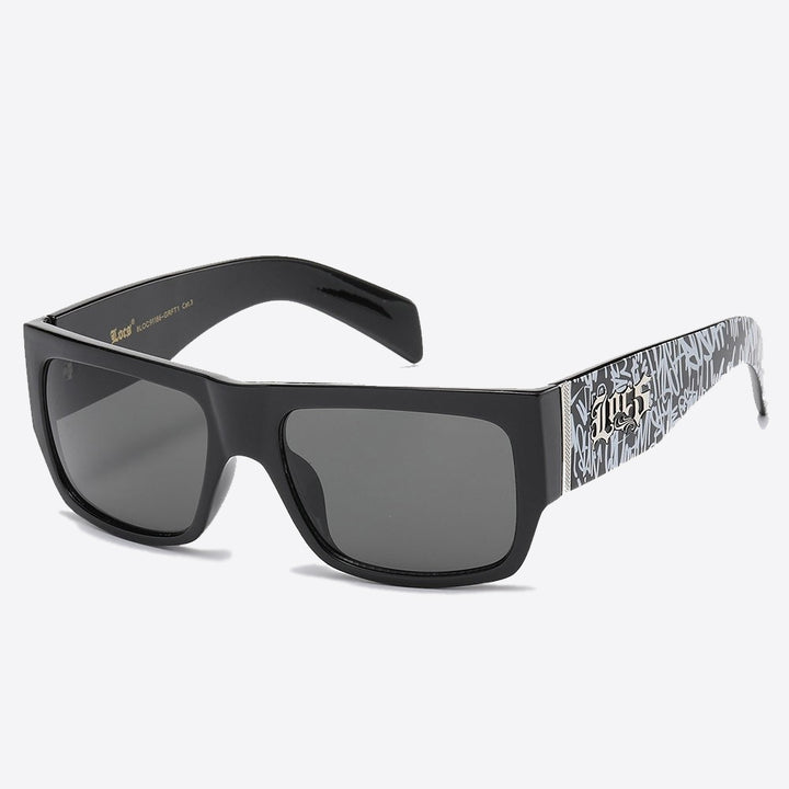 Locs Rectangle Graffiti Print Sunglasses matt black - Shop-Tetuan