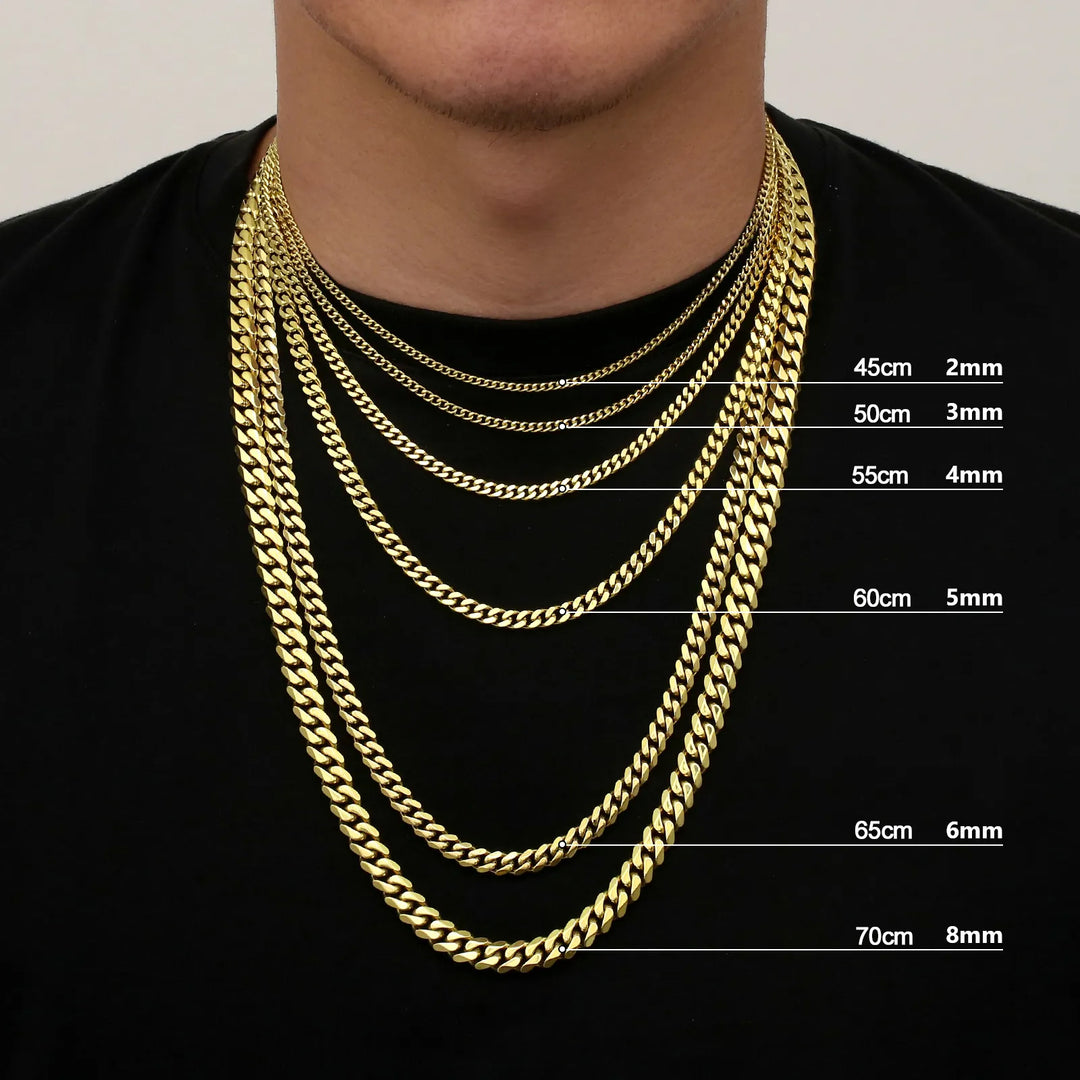 Cuban Link Chain Necklace 60cm x 5mm steel/gold