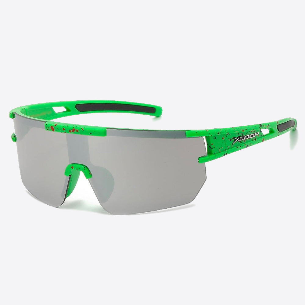 X-Loop Shield Ink Splatter Sunglasses green - Shop-Tetuan