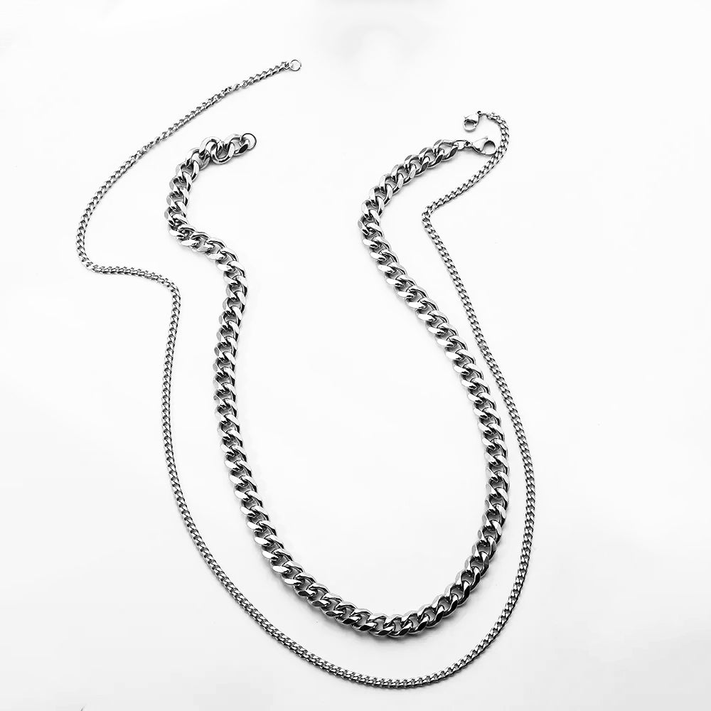 Double Layer Chain Necklace steel