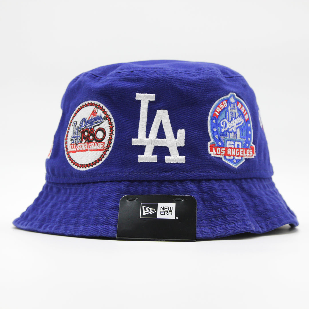 New Era Cooperstown Multi Patch Blue Bucket Hat LA Dodgers blue - Shop-Tetuan