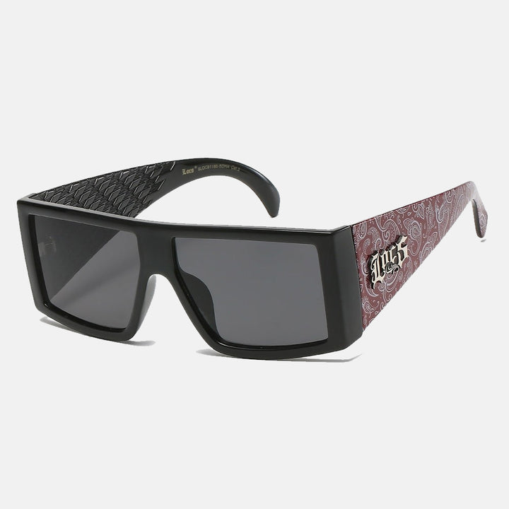 Locs squared bandana print sunglasses blk/red