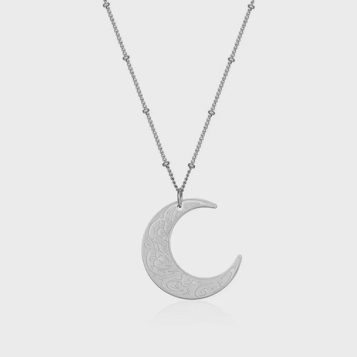 Moon Islamic Chain Pendant Necklace steel