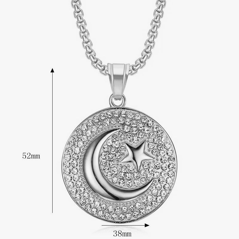 Moon & Star Chain Pendant Necklace steel