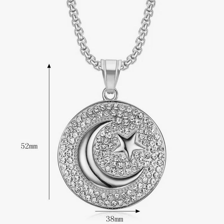 Moon & Star Chain Pendant Necklace steel