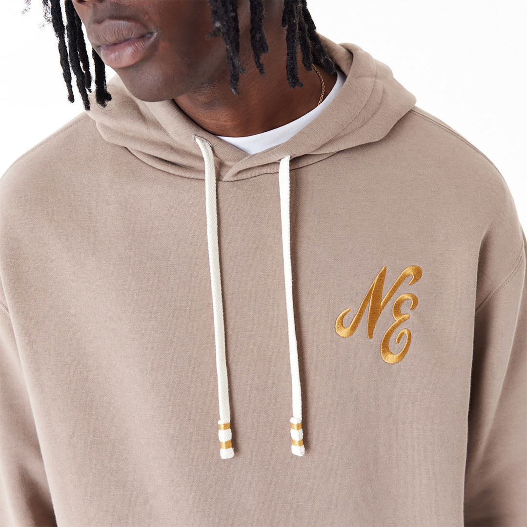 New Era Script Logo Oversized Pullover Hoodie brown - Shop-Tetuan