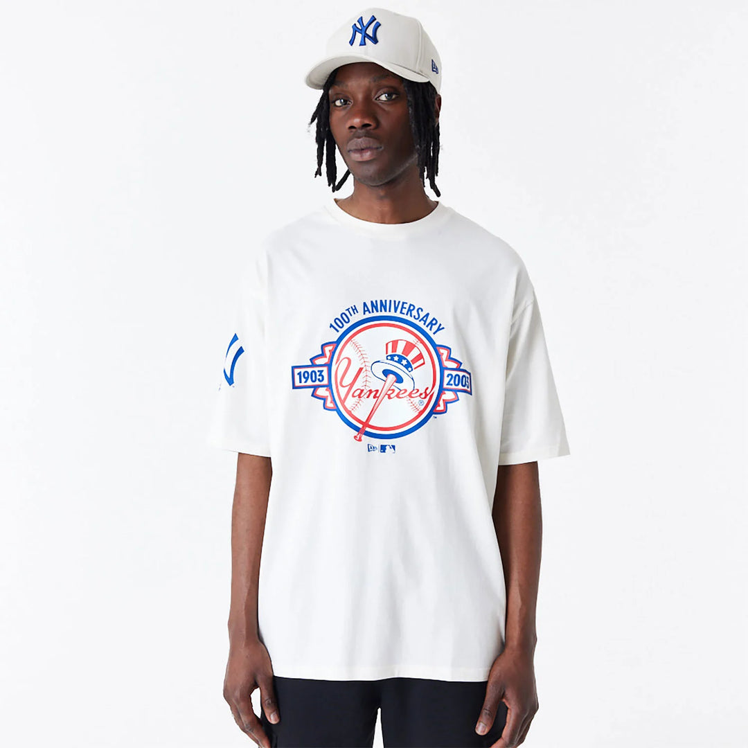 New Era MLB Anniversary White Oversized T-Shirt NY Yankees white - Shop-Tetuan