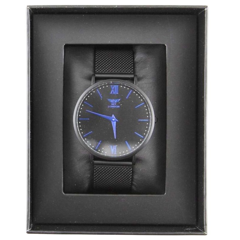 NY London Round Mesh Strap Watch black