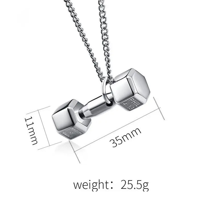 Dumbbell Barbell Chain Pendant Necklace steel