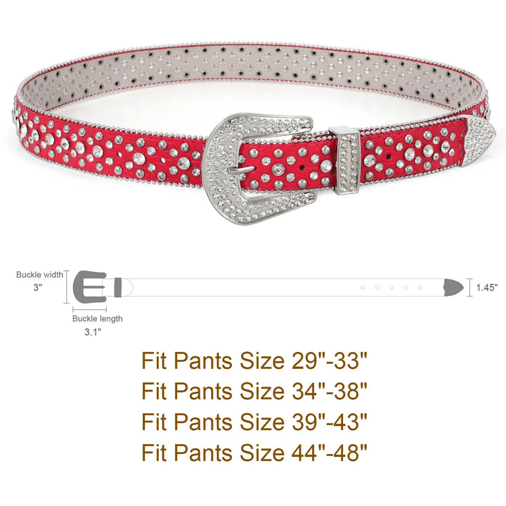 Diamond Studded Rhinestone Belt red - Shop-Tetuan