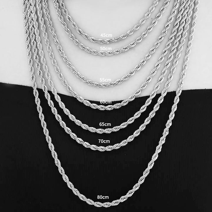 Twisted Rope Chain Necklace 55cm x 5mm steel