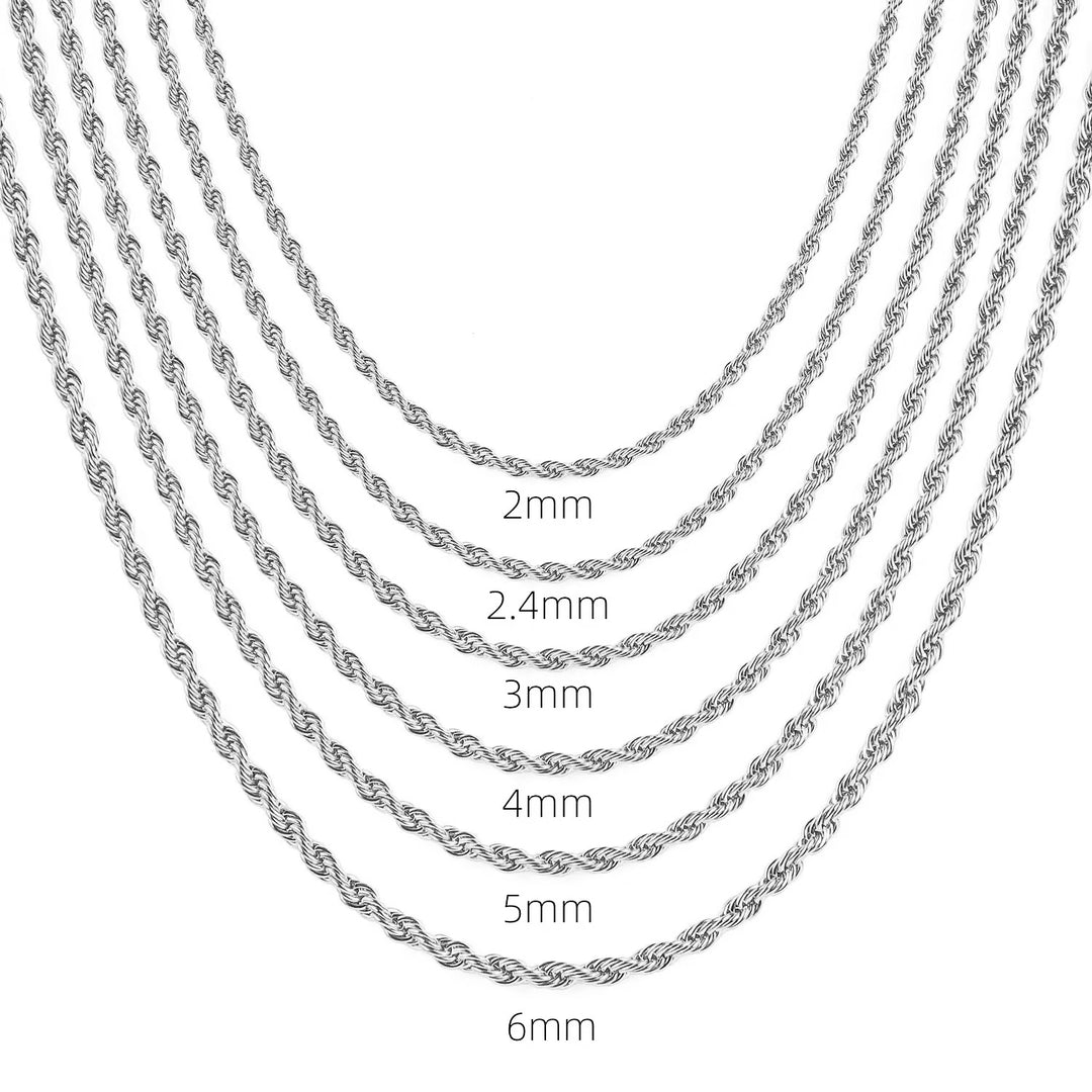 Twisted Rope Chain Necklace 55cm x 5mm steel